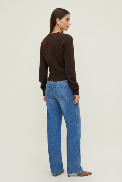 Rebecca Crewneck Cardigan Brown - Dynamite