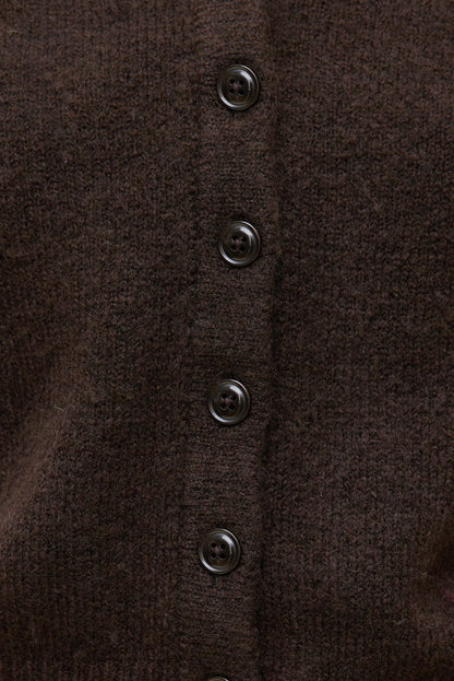 Rebecca Crewneck Cardigan Brown - Dynamite