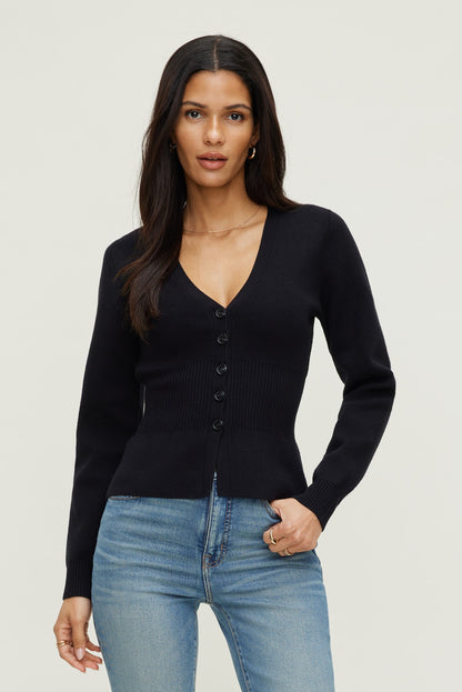 Cinched Waist Cardigan Black - Dynamite