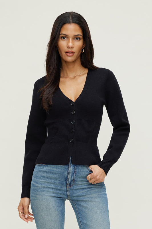 Cinched Waist Cardigan Black - Dynamite