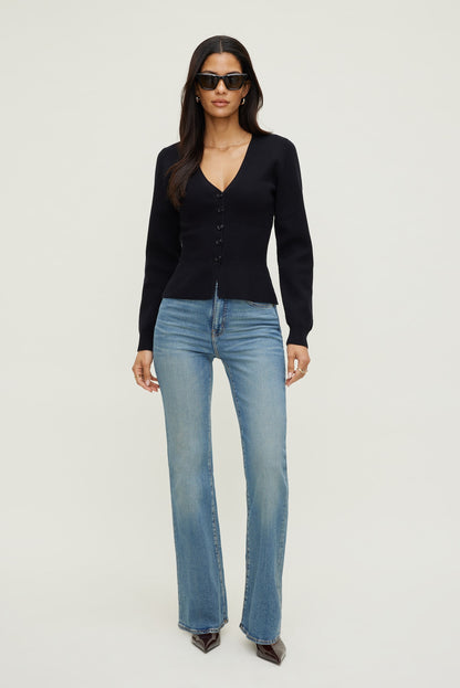 Cinched Waist Cardigan Black - Dynamite