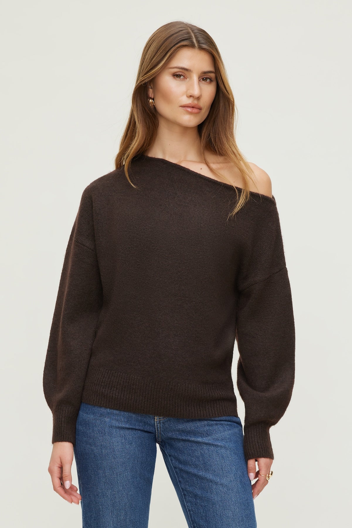 Lola Off Shoulder Sweater Brown - Dynamite