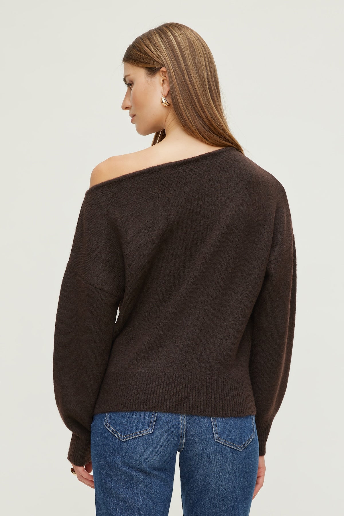 Lola Off Shoulder Sweater Brown - Dynamite