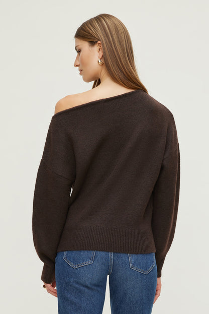 Lola Off Shoulder Sweater Brown - Dynamite