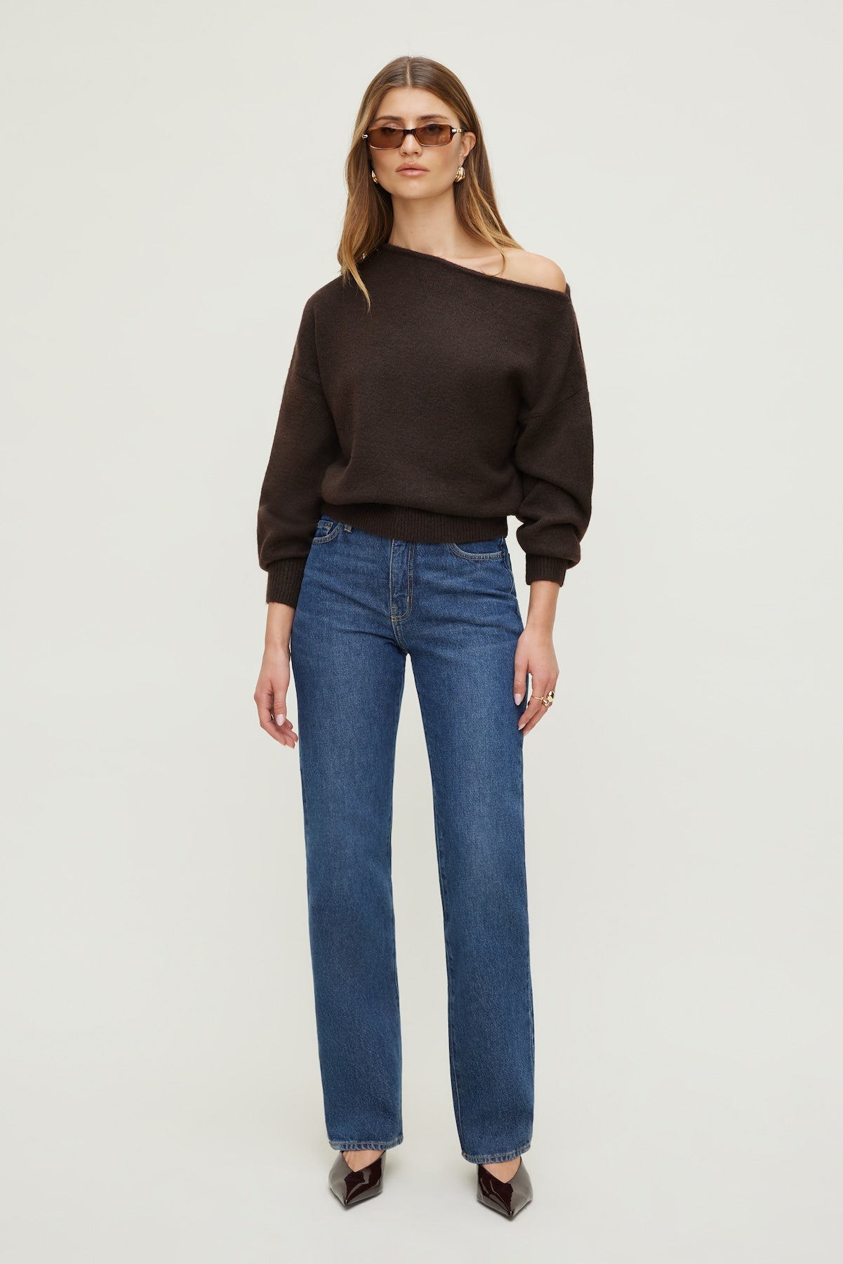 Lola Off Shoulder Sweater Brown - Dynamite