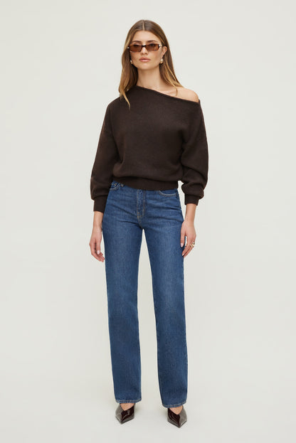 Lola Off Shoulder Sweater Brown - Dynamite