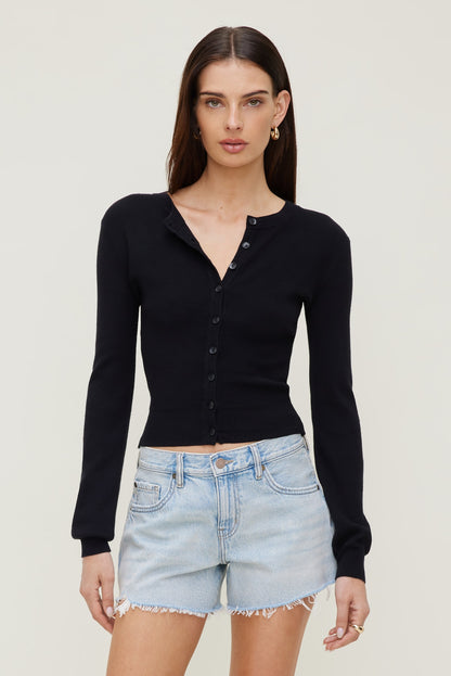 Rebecca Crewneck Cardigan Black - Dynamite