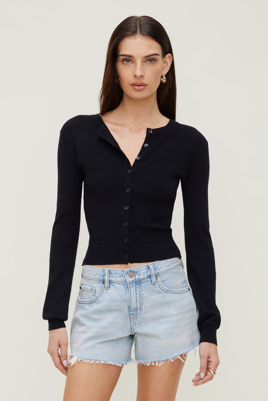 Rebecca Crewneck Cardigan Black - Dynamite