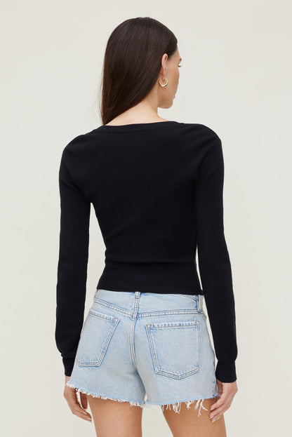 Rebecca Crewneck Cardigan Black - Dynamite