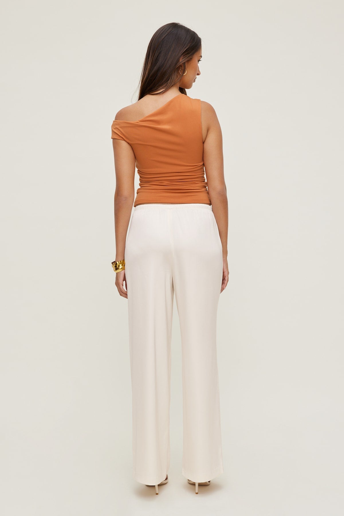 Leo Satin Wide Leg Pants Beige - Dynamite