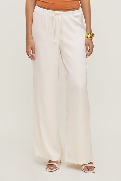 Leo Satin Wide Leg Pants Beige - Dynamite
