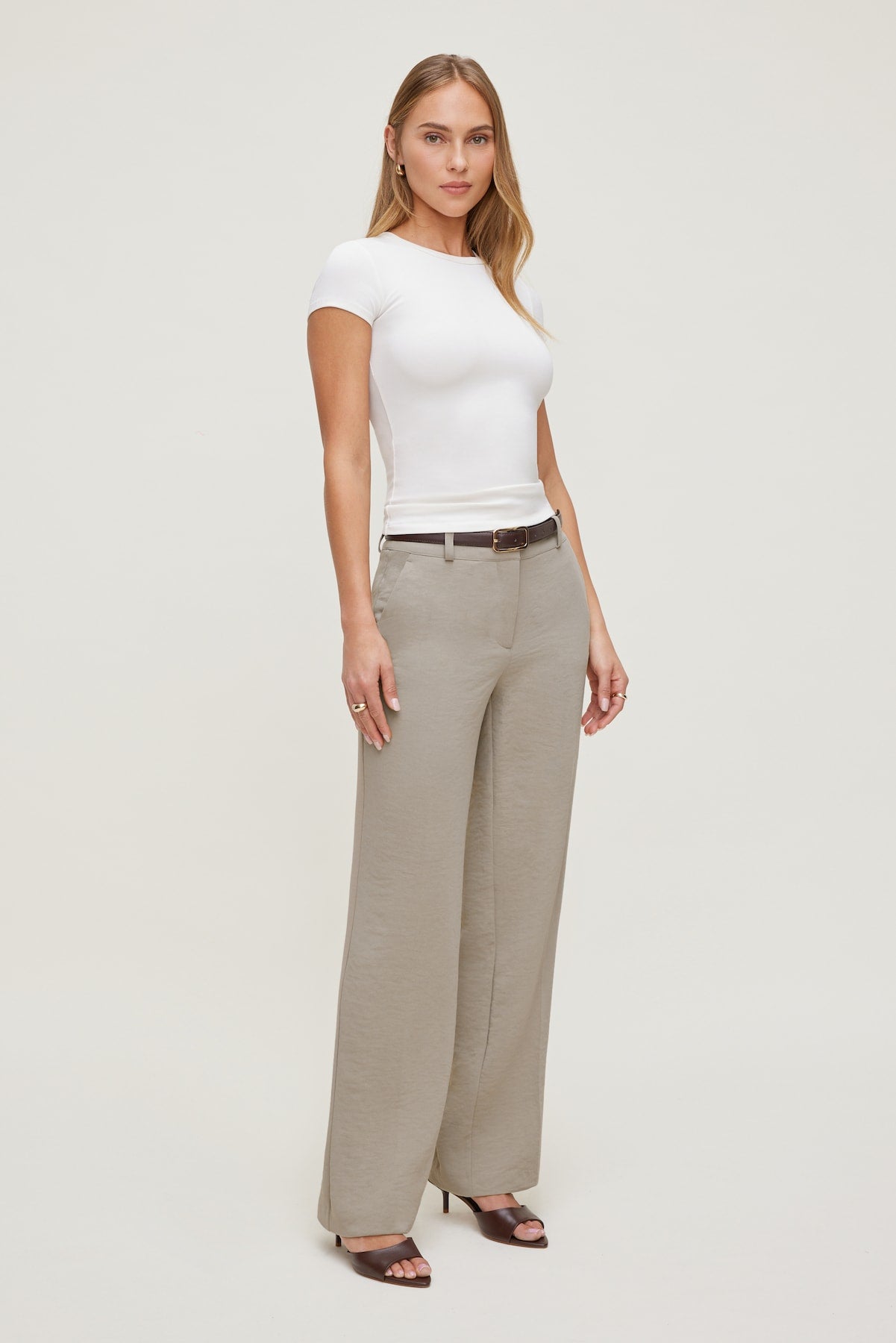 Camelia Airflow Clean Straight Leg Pants Beige - Dynamite