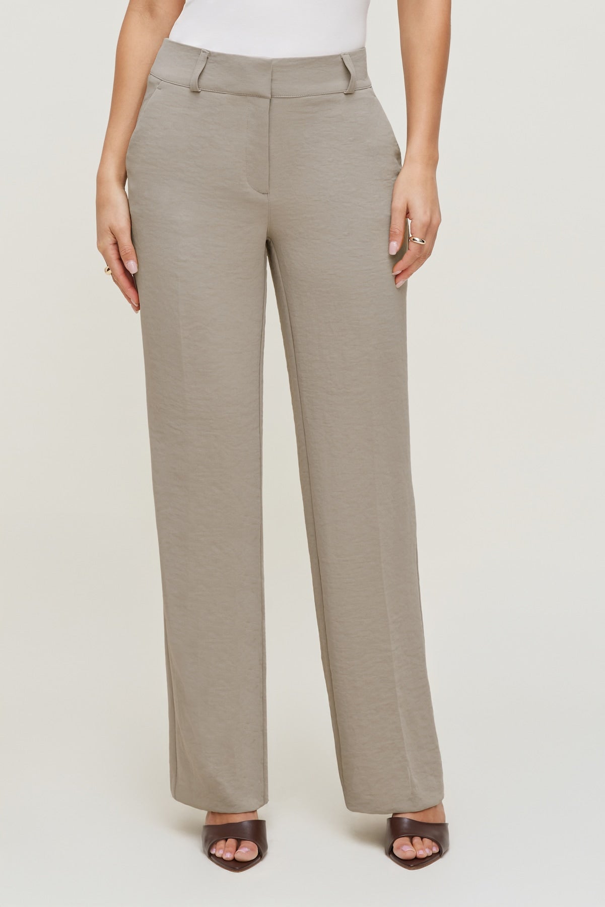 Camelia Airflow Clean Straight Leg Pants Beige - Dynamite