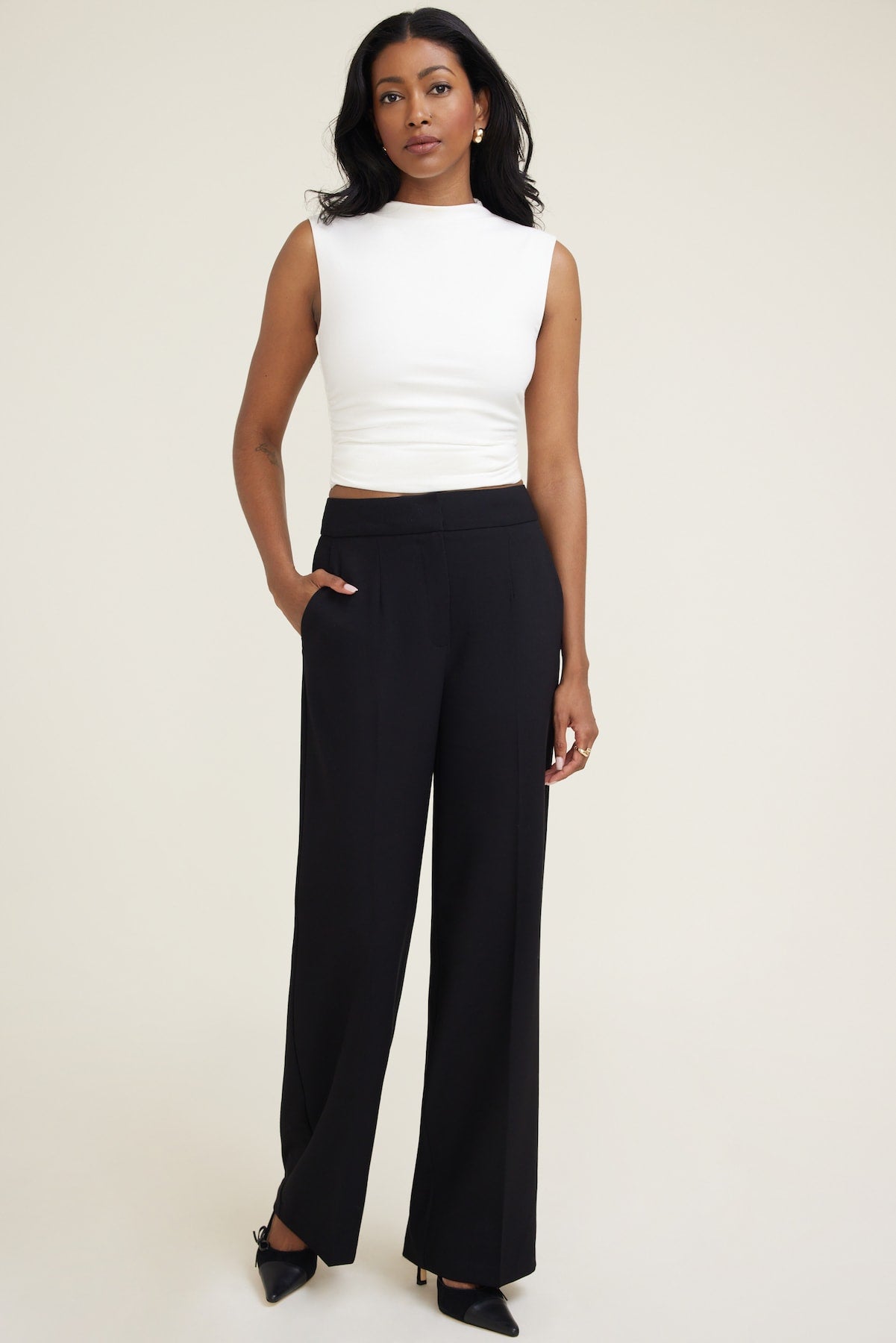 Yasmin Straight Leg Pants Black - Dynamite
