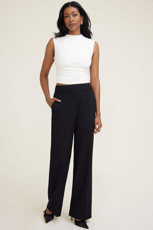 Yasmin Straight Leg Pants Black - Dynamite