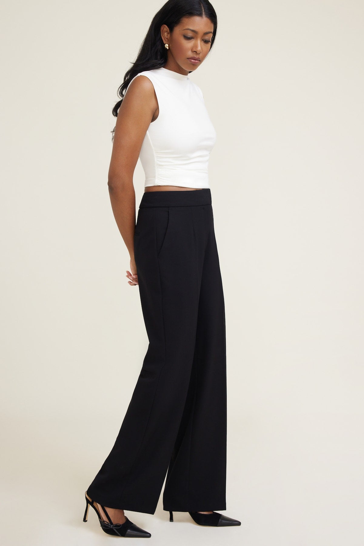 Yasmin Straight Leg Pants Black - Dynamite