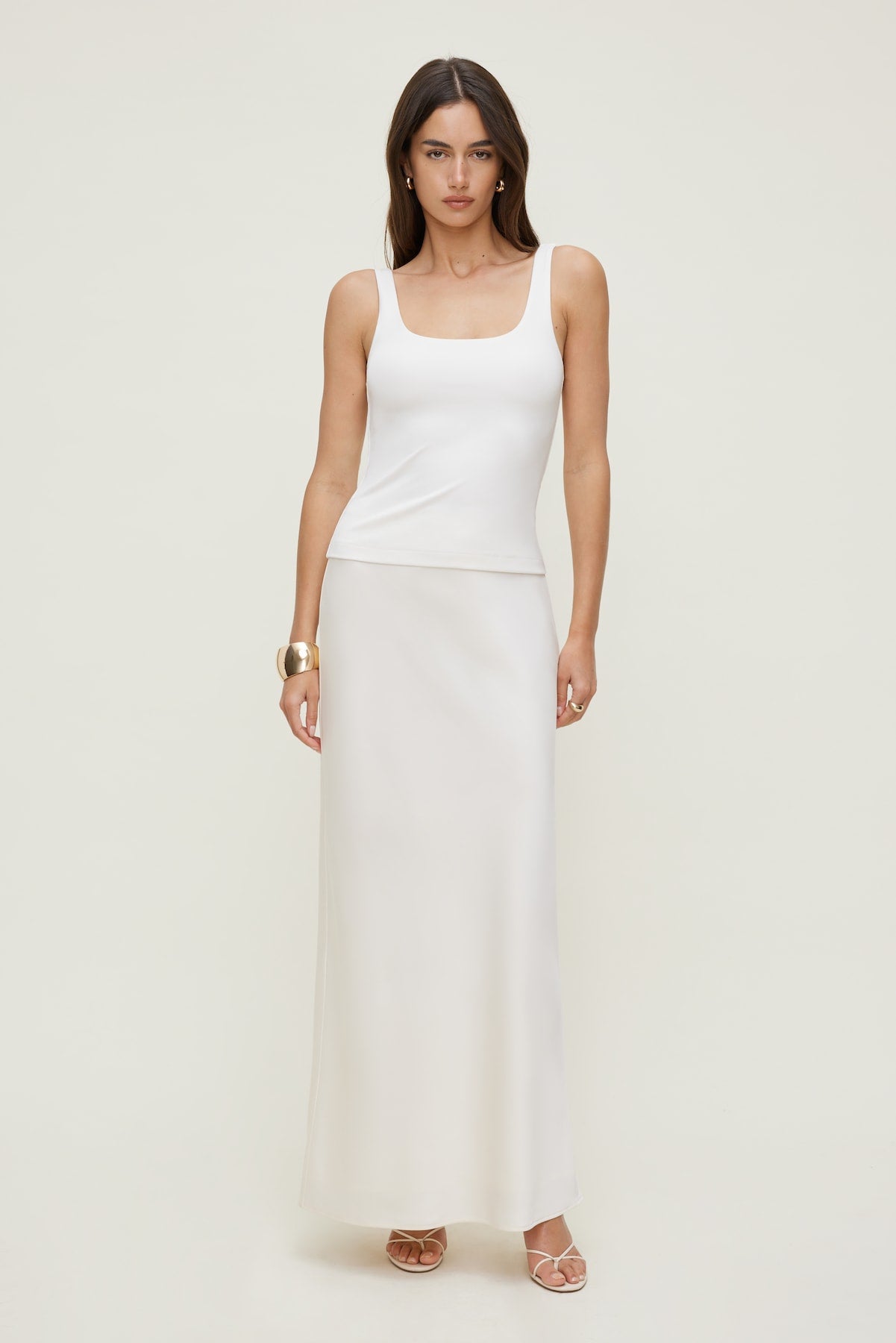 Satin Maxi Skirt Beige - Dynamite