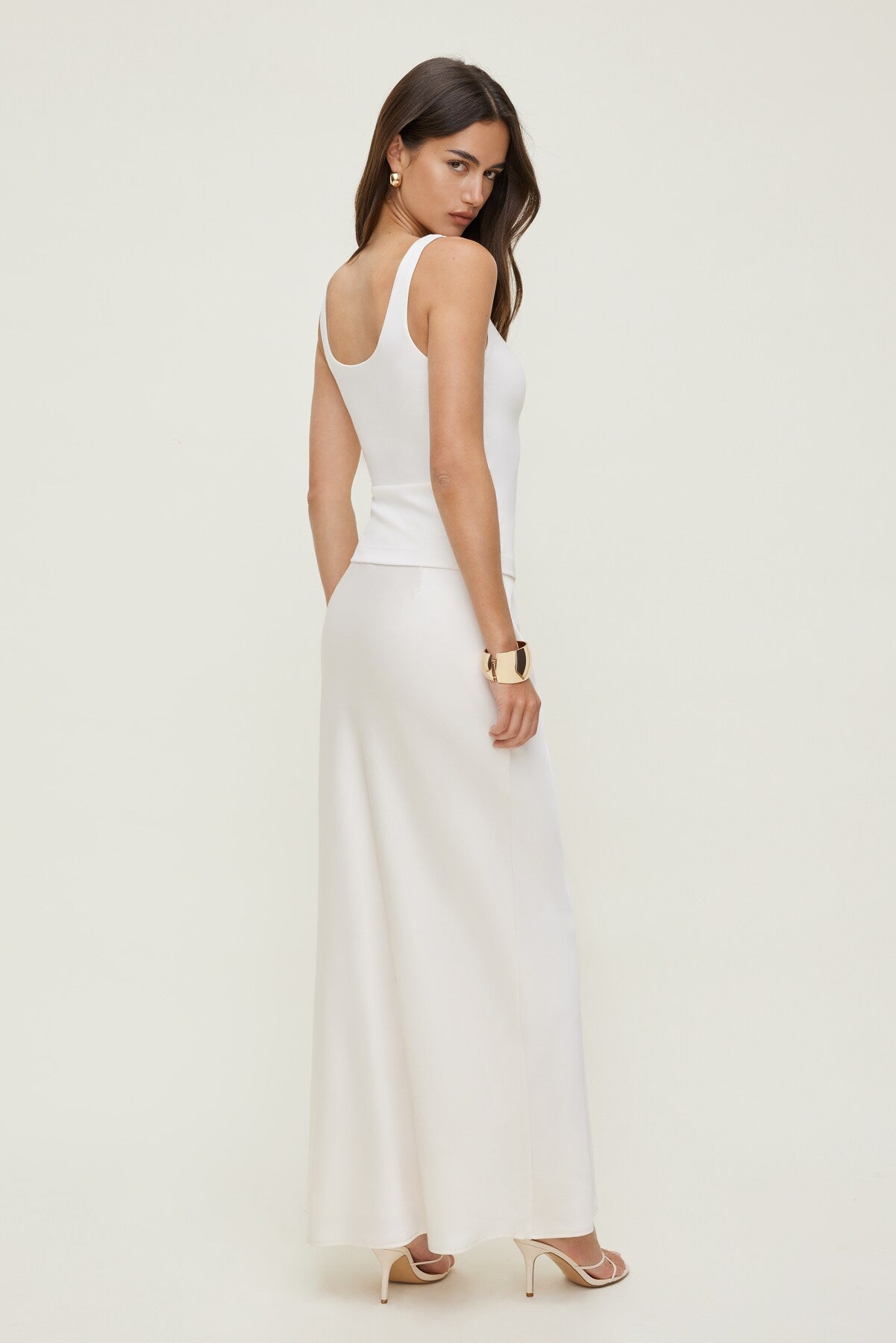 Satin Maxi Skirt Beige - Dynamite