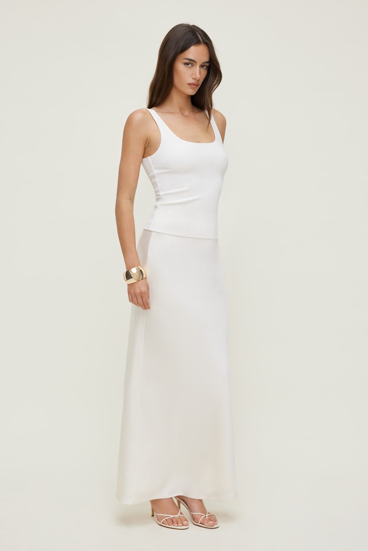 Satin Maxi Skirt Beige - Dynamite