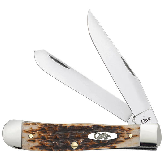 Case Knives Peach Seed Jig Amber Bone Trapper Knife