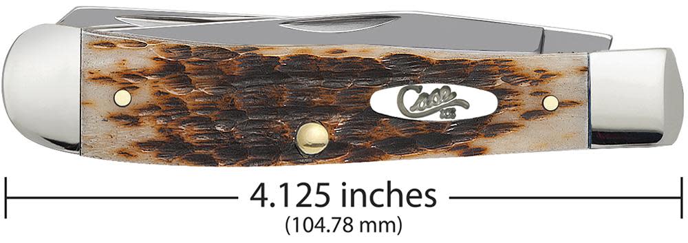 Case Knives Peach Seed Jig Amber Bone Trapper Knife