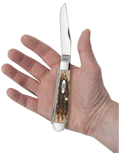Case Knives Peach Seed Jig Amber Bone Trapper Knife