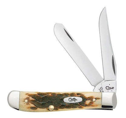 Case Knives Peach Seed Jig Amber Bone Mini Trapper Knife