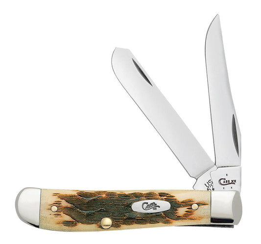 Case Knives Peach Seed Jig Amber Bone Mini Trapper Knife