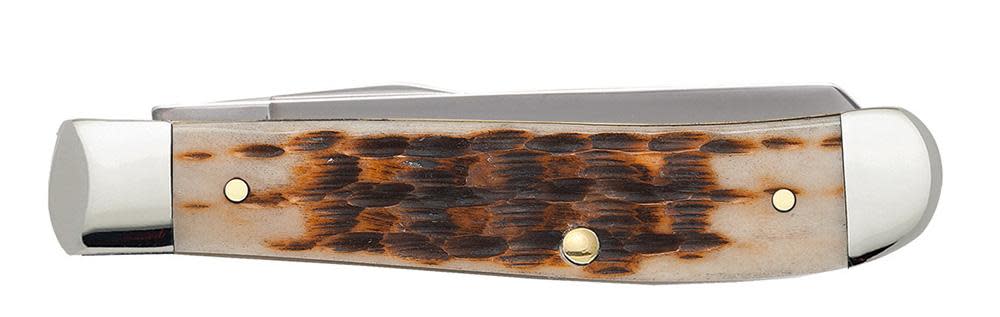 Case Knives Peach Seed Jig Amber Bone Mini Trapper Knife