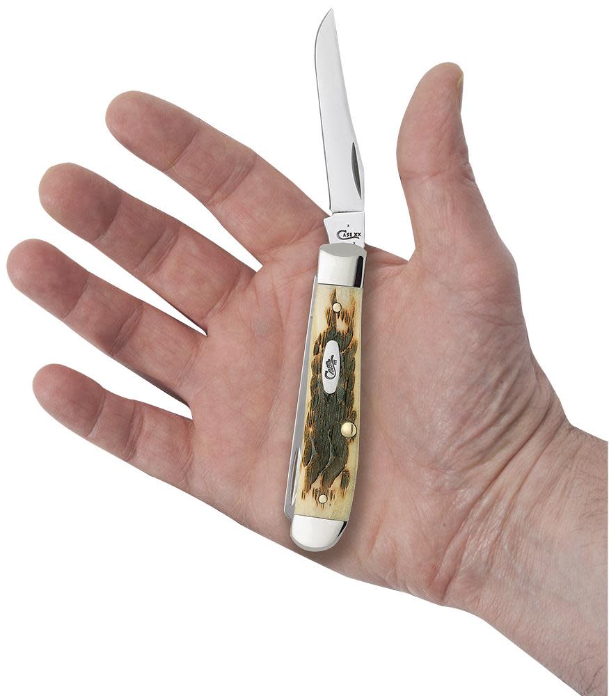 Case Knives Peach Seed Jig Amber Bone Mini Trapper Knife
