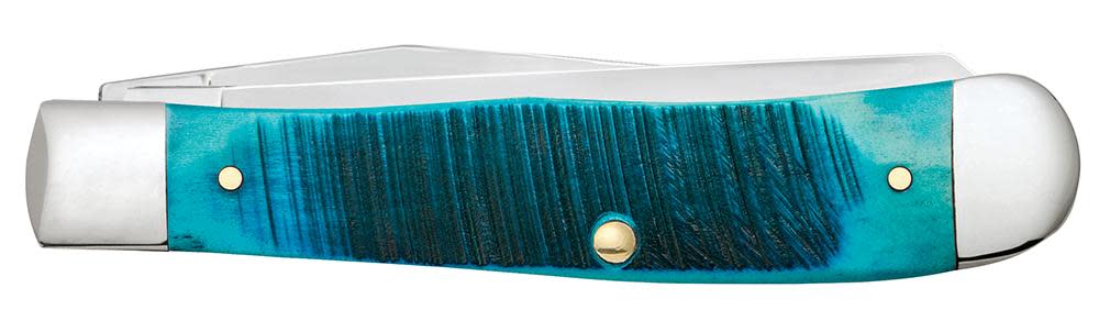 Case Knives Sawcut Jig Caribbean Blue Bone Trapper Knife