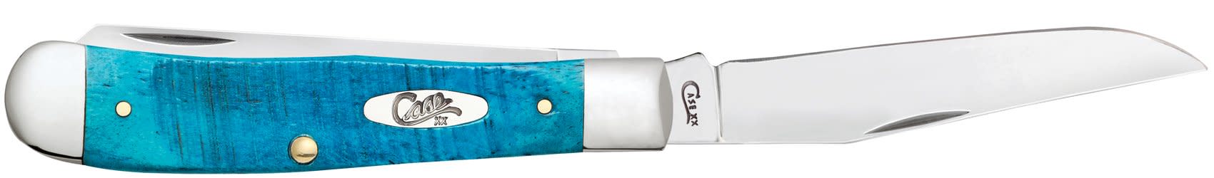 Case Knives Sawcut Jig Caribbean Blue Bone Trapper Knife