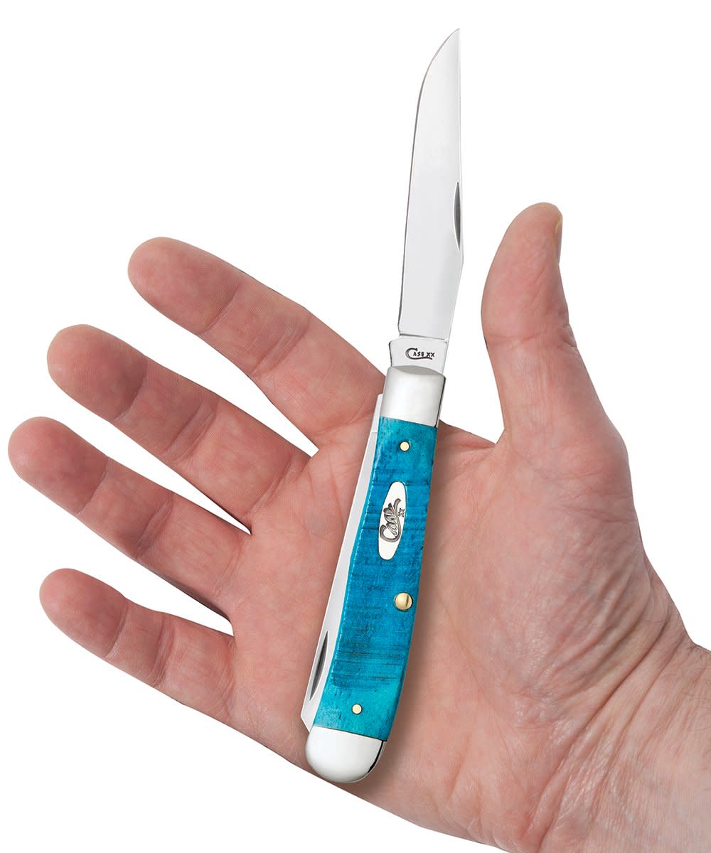 Case Knives Sawcut Jig Caribbean Blue Bone Trapper Knife