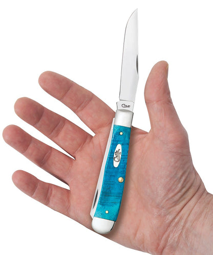 Case Knives Sawcut Jig Caribbean Blue Bone Trapper Knife