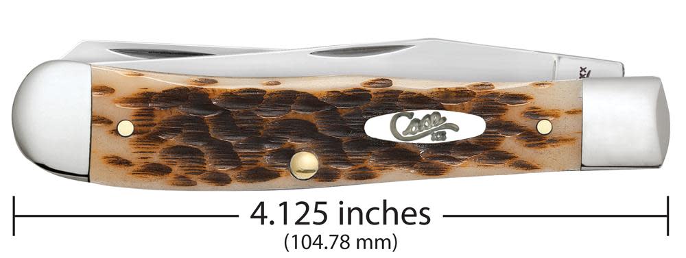 Case Knives Peach Seed Jig Amber Bone Trapper Knife w/ Clip