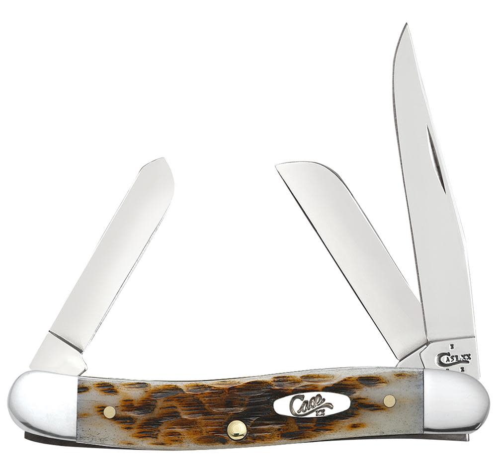 Case Knives Peach Seed Jig Amber Bone Medium Stockman Knife
