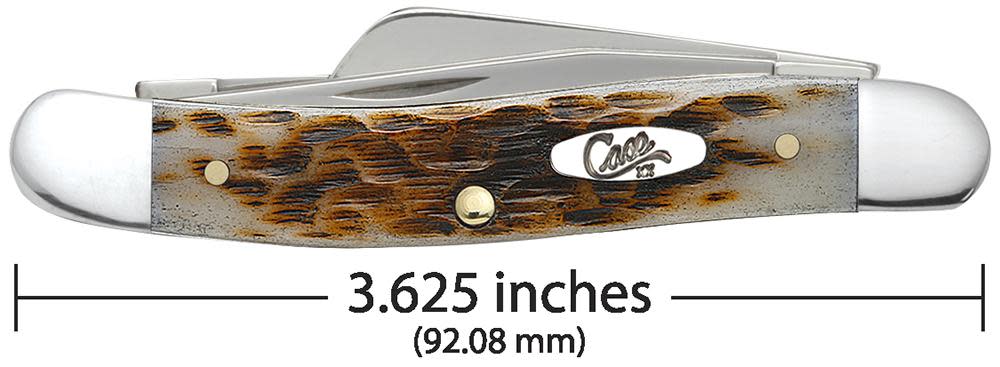 Case Knives Peach Seed Jig Amber Bone Medium Stockman Knife