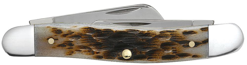 Case Knives Peach Seed Jig Amber Bone Medium Stockman Knife