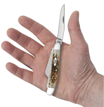 Case Knives Peach Seed Jig Amber Bone Medium Stockman Knife