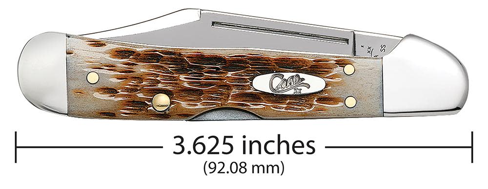 Case Knives Peach Seed Jig Amber Bone Mini CopperLock® Knife