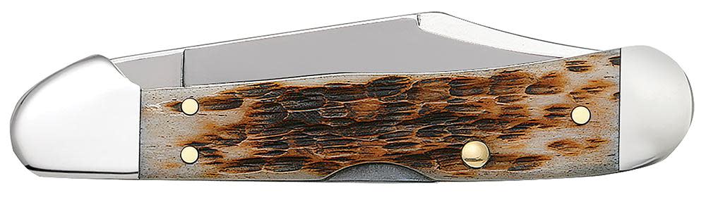 Case Knives Peach Seed Jig Amber Bone Mini CopperLock® Knife