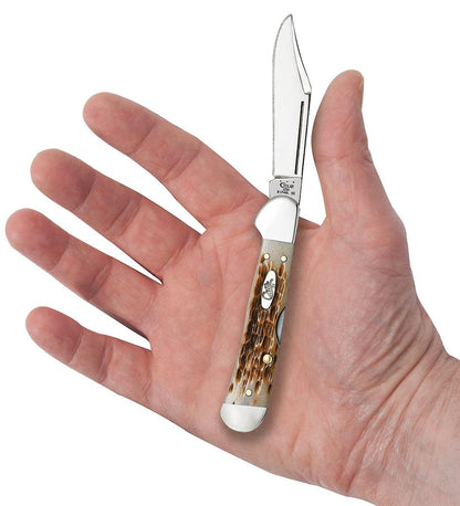 Case Knives Peach Seed Jig Amber Bone Mini CopperLock® Knife