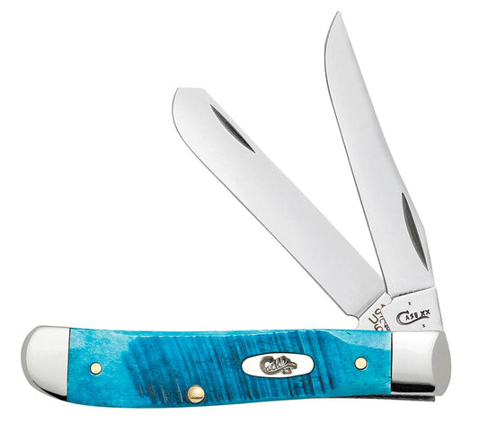 Case Knives Sawcut Jig Caribbean Blue Bone Mini Trapper Knife