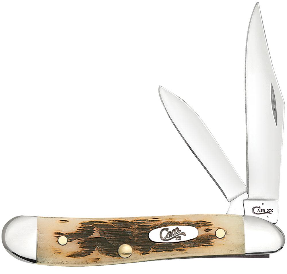 Case Knives Peach Seed Jig Amber Bone Peanut Knife