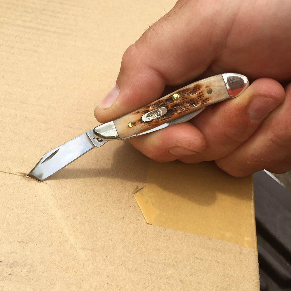 Case Knives Peach Seed Jig Amber Bone Peanut Knife