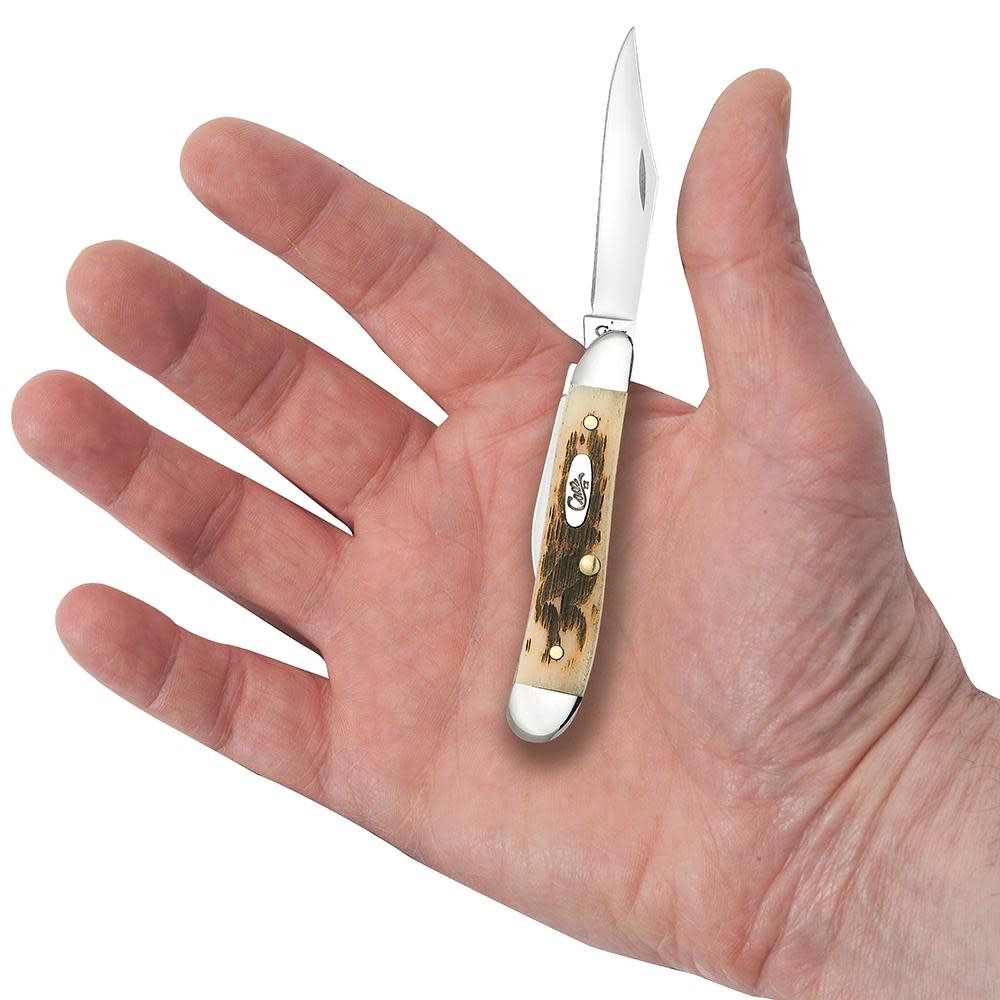 Case Knives Peach Seed Jig Amber Bone Peanut Knife