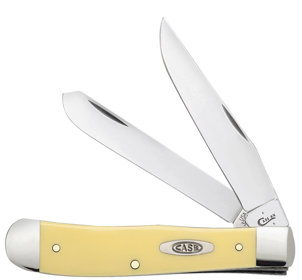 Case Knives Yellow Synthetic Carbon Steel Trapper Knife
