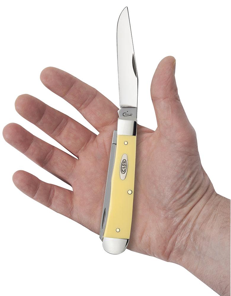 Case Knives Yellow Synthetic Carbon Steel Trapper Knife
