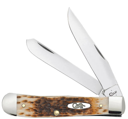 Case Knives Peach Seed Jig Amber Bone Carbon Steel Trapper Knife