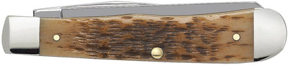 Case Knives Peach Seed Jig Amber Bone Carbon Steel Trapper Knife